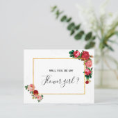 Bourgondische Rozen Bloemenslingers Bloemenmeisje Uitnodiging Briefkaart (Staand voorkant)