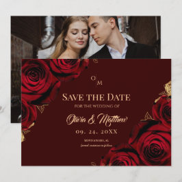 Bourgondische Rozen Bloemrijke Marsala Trouwdag Save The Date