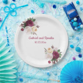 Bourgondische Rozen Boeket Engagement Party Papieren Bordje (Feest)