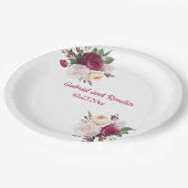 Bourgondische Rozen Boeket Engagement Party Papieren Bordje (Gekanteld)