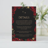 Bourgondische Rozen Boho Bruiloft Informatiekaartje (Staand voorkant)