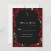 Bourgondische Rozen Boho Bruiloft RSVP Kaartje (Voorkant)