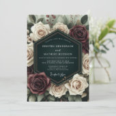 Bourgondische Rozen Bosbruiloft Kaart (Staand voorkant)