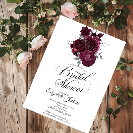 Bourgondische Rozen Bruidsdiner Kaart