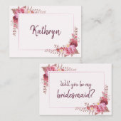Bourgondische Rozen bruidsmeisje voorstel Notitiekaartje (Voorkant / Achterkant)