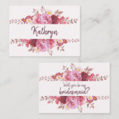 Bourgondische Rozen bruidsmeisje voorstel Notitiekaartje (Voorkant / Achterkant)