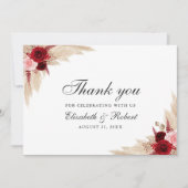 Bourgondische Rozen bruiloft Bedankkaart (Voorkant)