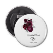 Bourgondische Rozen bruiloft Button Flesopener (Voorkant)