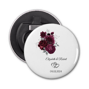 Bourgondische Rozen bruiloft Button Flesopener