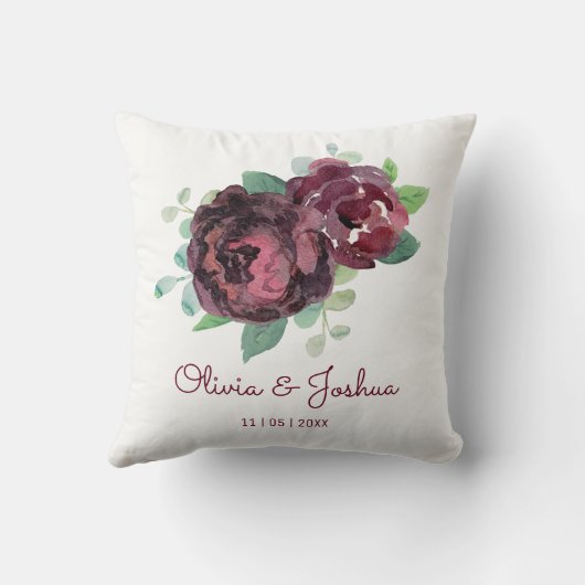 Bourgondische Rozen bruiloft Kussen (Achterkant)