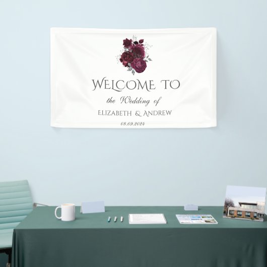 Bourgondische Rozen bruiloft Spandoek (Beurs)