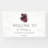 Bourgondische Rozen bruiloft Spandoek (Horizontaal)