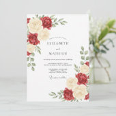 Bourgondische Rozen Bruiloftsbloemen Kaart (Staand voorkant)