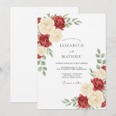 Bourgondische Rozen Bruiloftsbloemen Kaart (Voorkant / Achterkant)