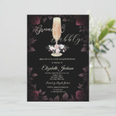 Bourgondische Rozen Champagneglas Bruidsdouche Kaart (Staand voorkant)