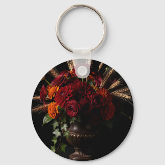 Bourgondische Rozen Dahlia Tarwe Bloemstuk Stillev Sleutelhanger