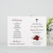 Bourgondische Rozen DIY Vouw Katholiek Trouwprogra (Staand voorkant)