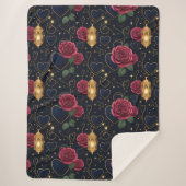 Bourgondische Rozen en gouden lantaarns Sherpa Deken (Voorkant)