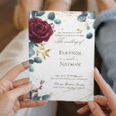 Bourgondische rozen en moderne bruiloften kaart