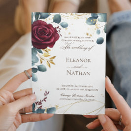 Bourgondische rozen en moderne bruiloften kaart