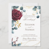 Bourgondische rozen en moderne bruiloften kaart (Voorkant)