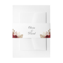 Bourgondische Rozen en palmbladeren bruiloft Uitnodigingen Wikkel