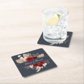 Bourgondische Rozen en Pampas Grass bruiloft Kartonnen Onderzetters (Insitu)