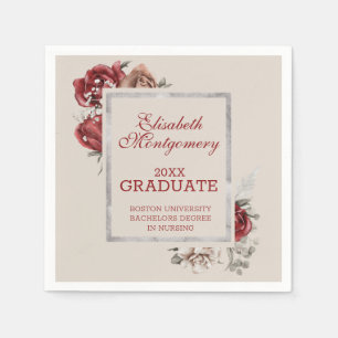 Bourgondische Rozen en Zilveren Kader Afstudeerfee Servet