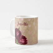 Bourgondische Rozen gepersonaliseerde koffie Mok C (Voorkant links)
