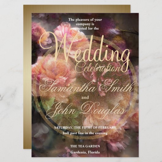 Bourgondische  Rozen geschilderd in oud goud (Voorkant / Achterkant)