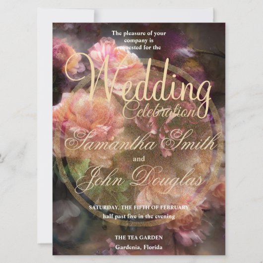 Bourgondische  Rozen geschilderd in oud goud (Voorkant)