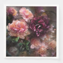 Bourgondische  Rozen geschilderd in oude Nederland Servet