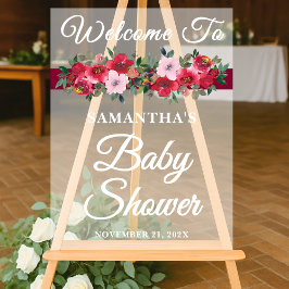 Bourgondische Rozen Herfst Baby shower Welkom Acryl Bord