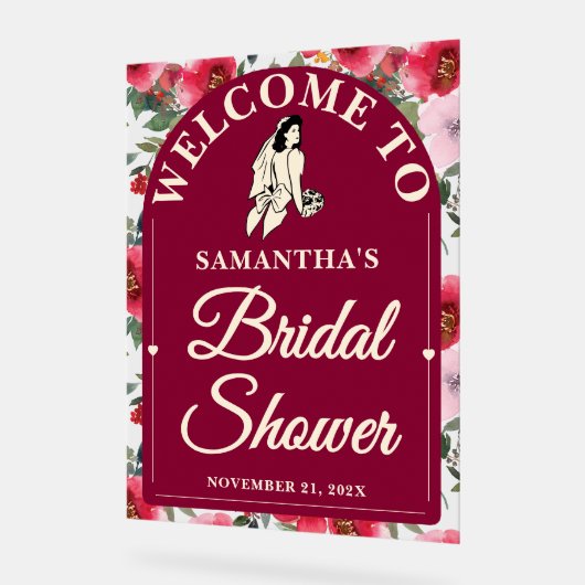 Bourgondische Rozen Herfst Vrijgezellenfeest Welko Acryl Bord (Hoek)