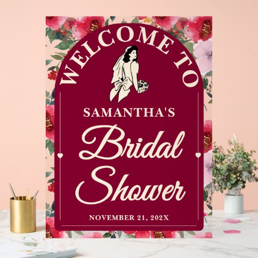 Bourgondische Rozen Herfst Vrijgezellenfeest Welko Acryl Bord (Huwelijk)