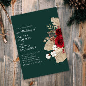 Bourgondische Rozen op Emerald Green bruiloft uitn Kaart