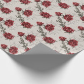 Bourgondische Rozen op grijs bruiloft inpakpapier (Hoek)