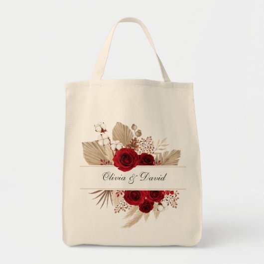 Bourgondische Rozen & Pampas Gras Trouwtas Tote Bag (Voorkant)