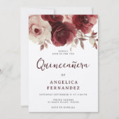 Bourgondische Rozen Quinceanera 15e verjaardag Kaart (Voorkant)