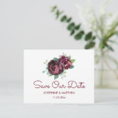Bourgondische Rozen Save the Date Aankondigingskaart (Staand voorkant)
