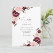 Bourgondische Rozen Schilderachtige Romantische Br Kaart (Staand voorkant)