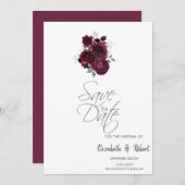 Bourgondische Rozen sparen de datum Save The Date (Voorkant / Achterkant)