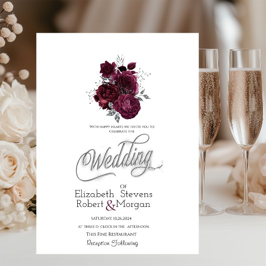 Bourgondische Rozen Trouw Uitnodiging