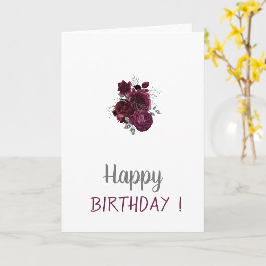 Bourgondische Rozen Verjaardag Kaart (Gele Bloem)