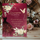 Bourgondische Rozen Vlinders Quinceañera Kaart