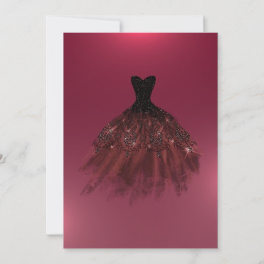 Bourgondische Rozen Vlinders Quinceañera Kaart (Achterkant)