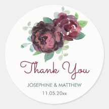 Bourgondische Rozen Waterverf bruiloft dank u