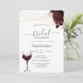 Bourgondische Rozen, Wijn Glas Bruidslunch Kaart (Staand voorkant)