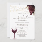 Bourgondische Rozen, Wijn Glas Bruidslunch Kaart (Voorkant)