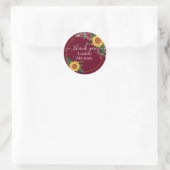 Bourgondische Rozen Zonnebloemen Dank Je Geschenk Ronde Sticker (Tas)